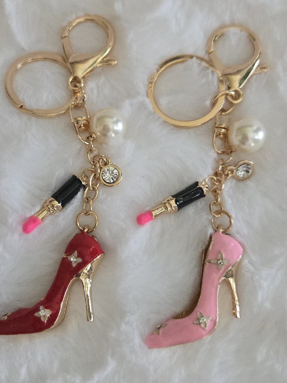 Enamel High Heel & Lipstick Bag Charm /Keychain👠Pink OR Red NWT